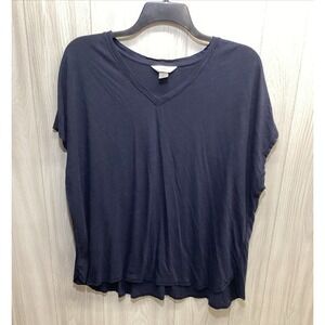 CJ BANKS Women's (Size 3X) Short Sleeve V-Neck T-Shirt‎ Dark Blue